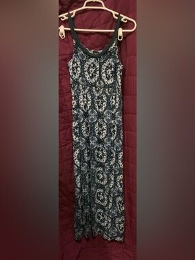 Women's Navy and White Printed Maxi Dress